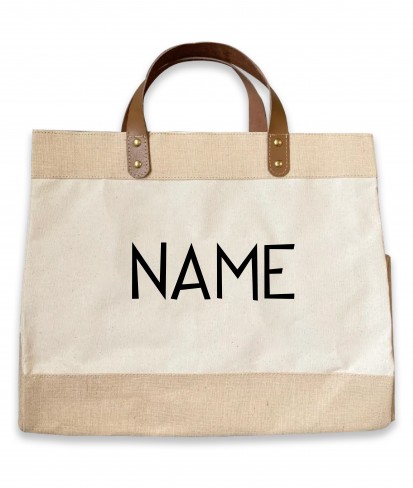 Personalised Canvas Eco-friendly Shopping Bag with Leather Handle 